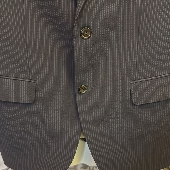 Hugo Boss Travel Seersucker Pin Stripe Stretch Blue Sports Jacket Size 40R C36 - Picture 4 of 12